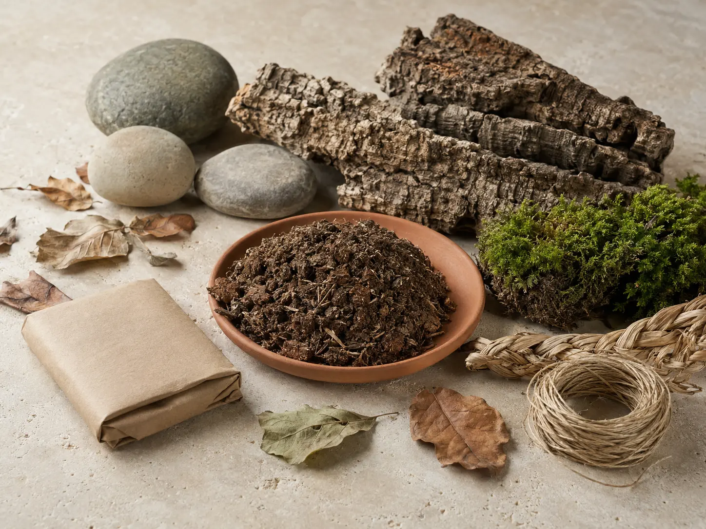 Natural habitat materials arranged for a thoughtful home